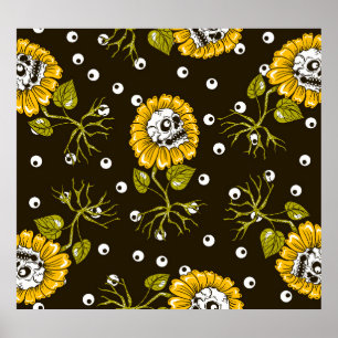 Póster Cránulos de girasol: Patrón único sin foco.