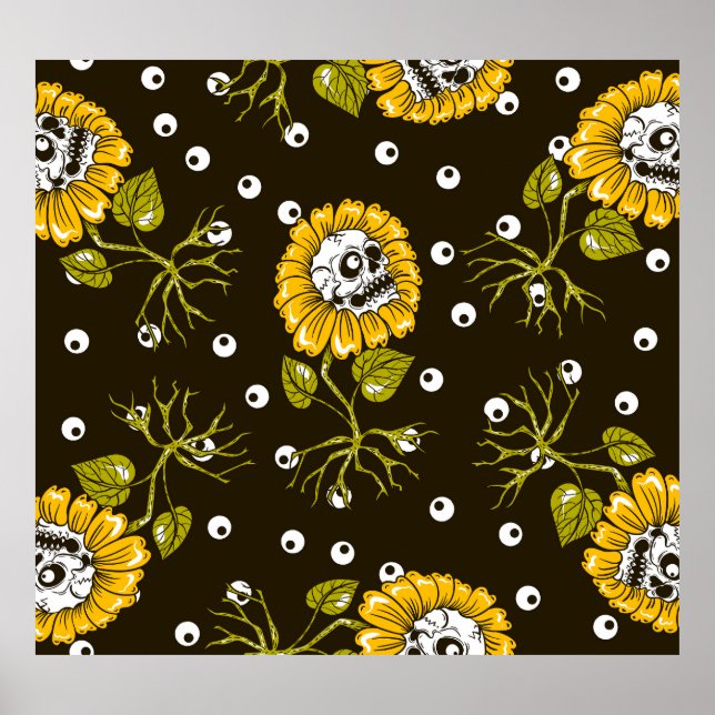 Póster Cránulos de girasol: Patrón único sin foco. (Frente)
