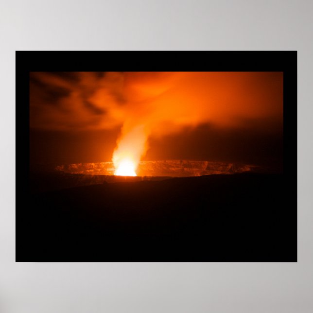 Póster Cráter de Halema`uma`u de noche (Frente)