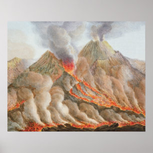 Póster Cráter del Monte Vesubio a partir de un dibujo ori