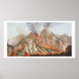 Póster Cráter del Monte Vesubio a partir de un dibujo ori
