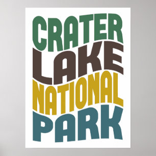 Póster Crater Lake National Park Retro Wave