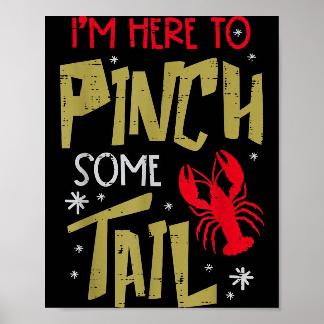 Póster Crawfish Here To Nch Tail Lobster Crayfish Men Wom (Frente)
