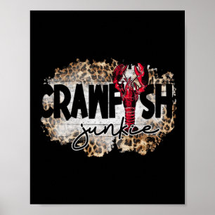 Póster Crawfish Junkie Leopard Cajun Lobster Para Hombres