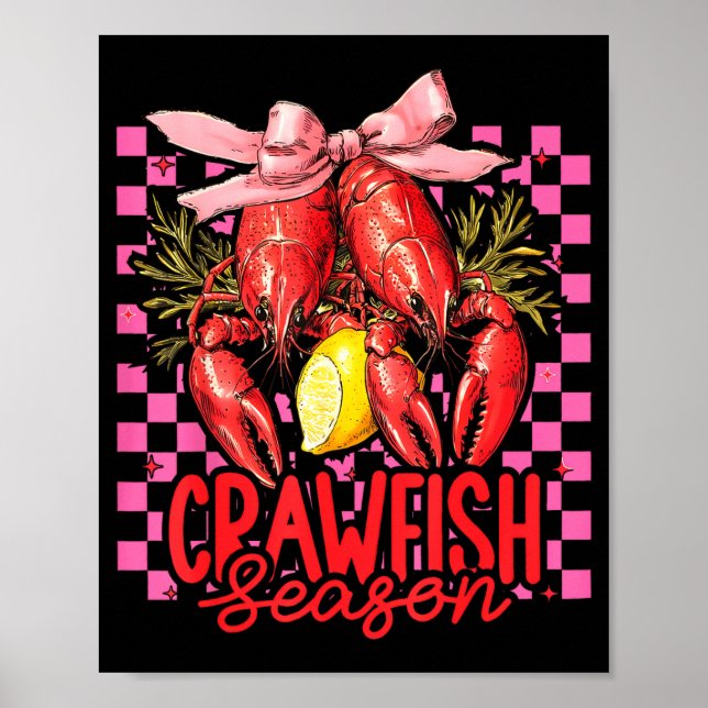 Póster Crawfish Season Crawfish Boil Lobster Cajun Men Wo (Frente)
