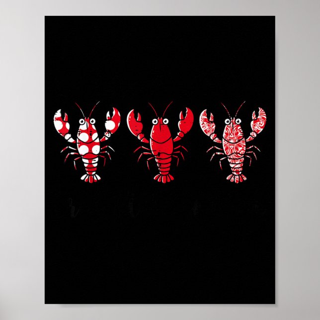 Póster Crawfish Season Crayfish Patterns Cajun Boil Men W (Frente)