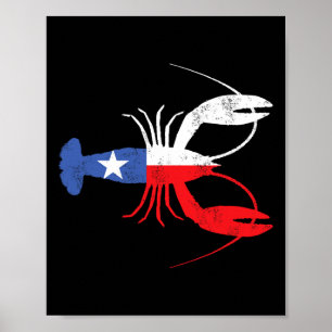 Póster Crawfish Texas CrawDaddy Southern Food Mardi Gras