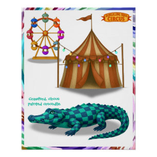 Póster Crawford, cocodrilo de circo pintado