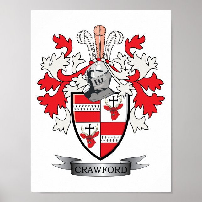 Póster Crawford Family Crest Coat of Arms (Frente)