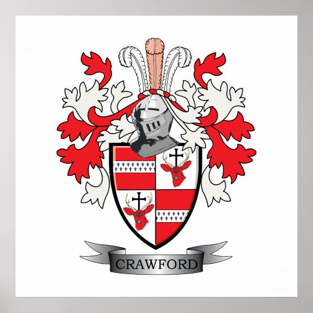 Póster Crawford Family Crest Coat of Arms (Frente)