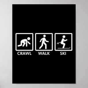 Póster Crawl Walk Ski Graciosa Camisa Esquí Para Hombres 