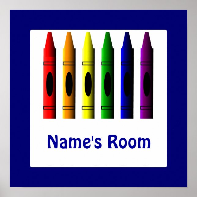 Póster Crayon Kids Room Blue Crayon Poster Template (Frente)
