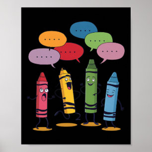 Póster Crayones de color de moda Crayones de estado de án