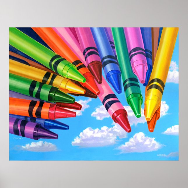 Póster Crayones en el cielo, pintura acrílica (Frente)