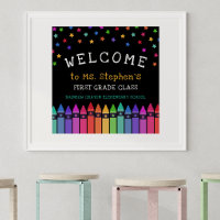 Crayones Estrellas Colorido Bienvenido Aula de la 