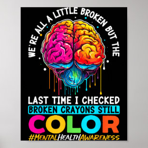 Póster Crayones Rotas Colorean Conciencia sobre Salud Men