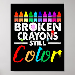 Póster Crayones rotos siguen coloreando la salud mental S