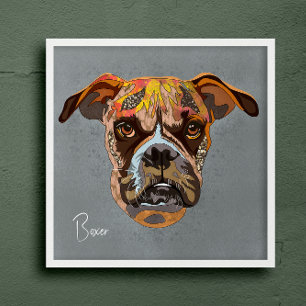 Póster Crazy Boxer pintado a mano
