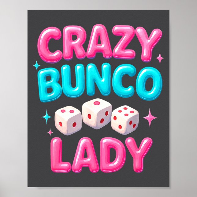 Póster Crazy Bunco Lady Funny Bunco Dice Game Night Women (Frente)