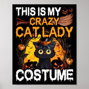 Póster Crazy Cat Lady Disstume Gato Negro Funny Halloween