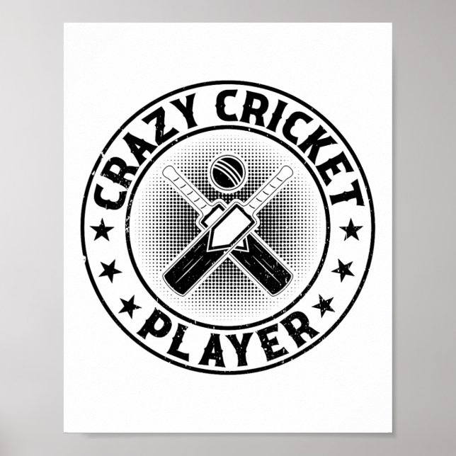 Póster Crazy Cricket Player - Cricketing Cricket Player 1 (Frente)