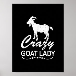Póster Crazy Goat Lady Shirt Goat, Regalo de agricultor d