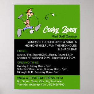 Póster Crazy Golfer, publicidad del Mini Campo de Golf