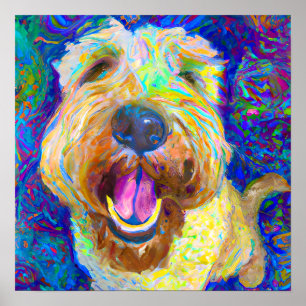 Póster Crazy Happy Wheaten Terrier Dog Retrato Art