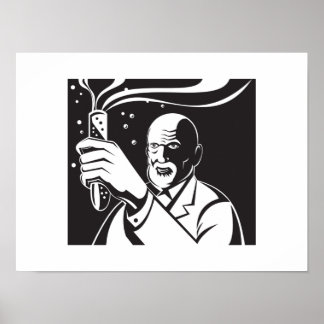 Póster Crazy Mad Scientist Test Tube
