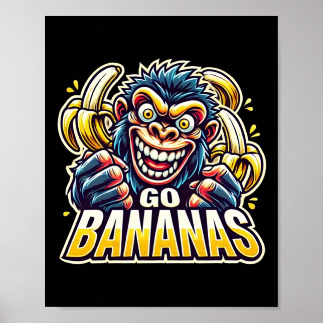 Póster Crazy Monkey Go Bananas Sticker  (Frente)