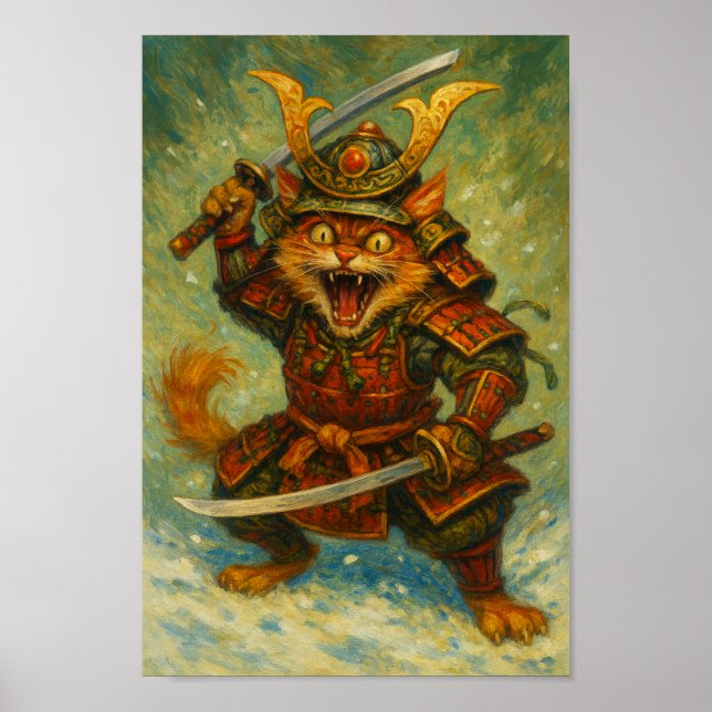 Póster Crazy Samurai Cat (Frente)