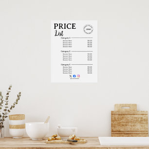 Póster Crea tu lista de precios de promoción de marca sim