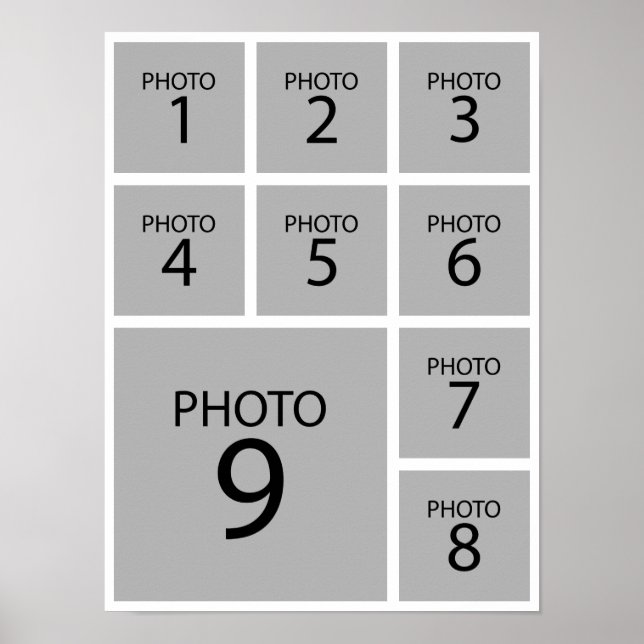Póster Crea tu plantilla personalizada de collage 9 FOTO (Frente)