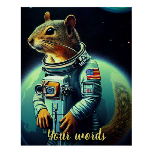 Póster Crea tu propia ardilla en el astronauta espacial