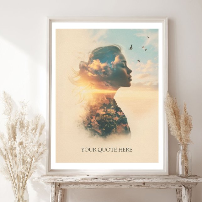 Póster Crea tu propia mujer y naturaleza soñada con citas (Create Your Own Quote-Dreamy Woman & Nature Poster)
