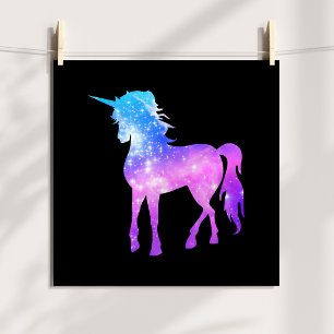 Póster Crea Tu Propia Silueta de Foto de Unicornio Negro