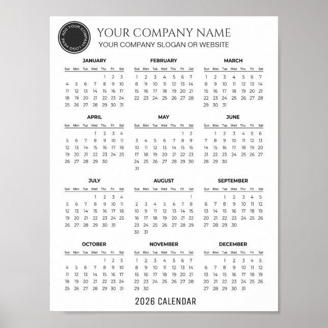 Póster Crea tu propio calendario de empresa 2026 |  (Frente)