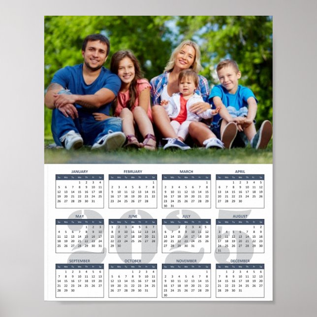 Póster Crea tu propio calendario poster de fotos familiar (Frente)