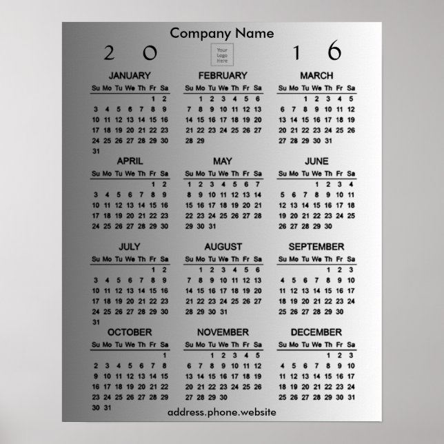 Póster Crea tu propio calendario promocional empresarial  (Frente)