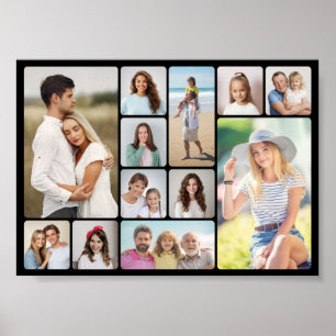 Póster Crea tu propio collage de 12 fotos con esquinas re