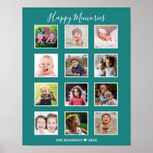 Póster Crea tu propio collage de 12 fotos familiares verd