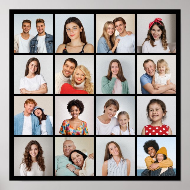 Póster Crea tu propio collage de 16 fotos (Frente)