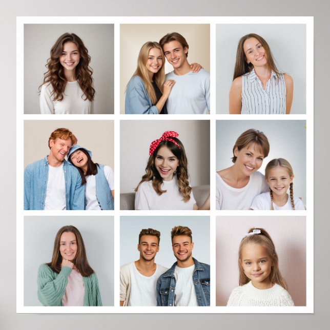 Póster Crea tu propio collage de 9 fotos (Frente)