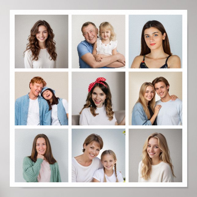 Póster Crea tu propio collage de 9 fotos (Frente)