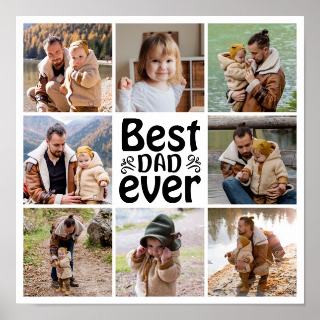 Póster Crea tu propio Collage de fotos 8 mejor papá (Frente)