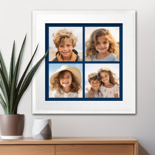 Póster Crea Tu Propio Collage de Fotos Azul Marino 4 Foto