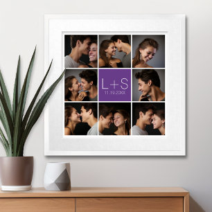 Póster Crea tu propio collage de fotos de boda con monogr