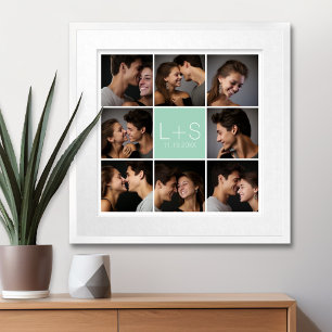 Póster Crea tu propio collage de fotos de boda con monogr