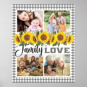 Póster Crea tu propio Collage familiar Gingham Sunflowers