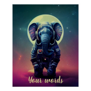 Póster Crea tu propio elefante en el astronauta espacial